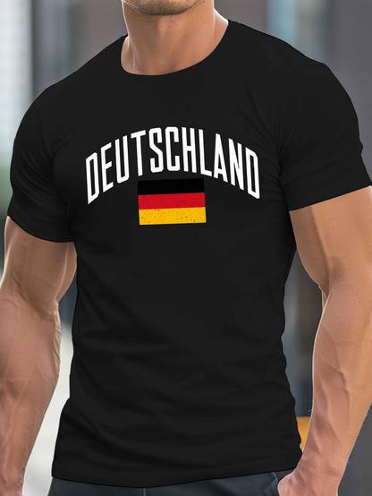 Men's Graphic T-Shirt Deutschland Graphic Print With National Colors And Bold Lettering T Shirt