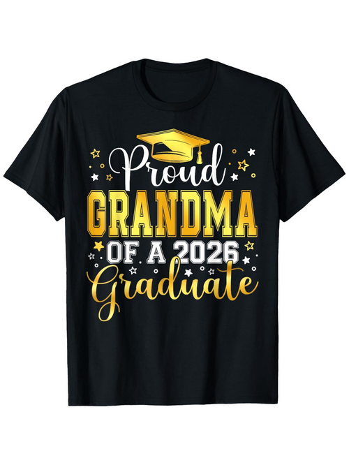 Men's Graphic T-Shirt Proud Grandma Of A 2026 Graduate With Stars And Graduation Cap