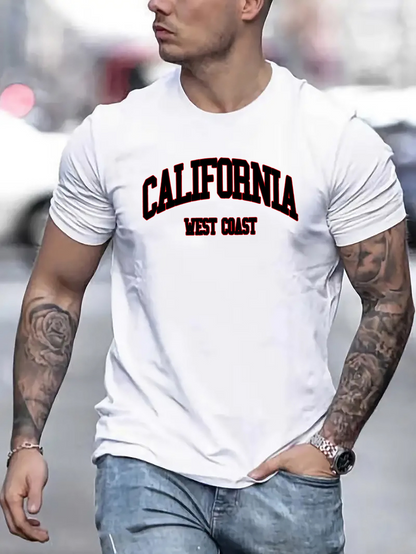 Men's Graphic T-Shirt California West Coast Simple Urban Typography On White T Shirt