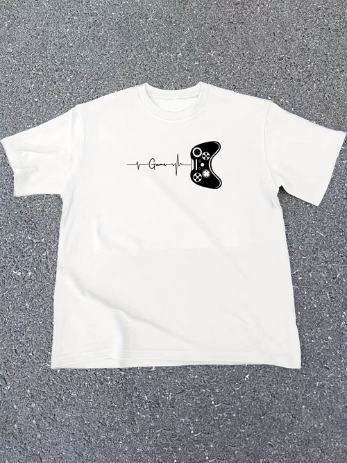 Men's Graphic T-Shirt Heartbeat Line With Video Game Controller Graphic T Shirt