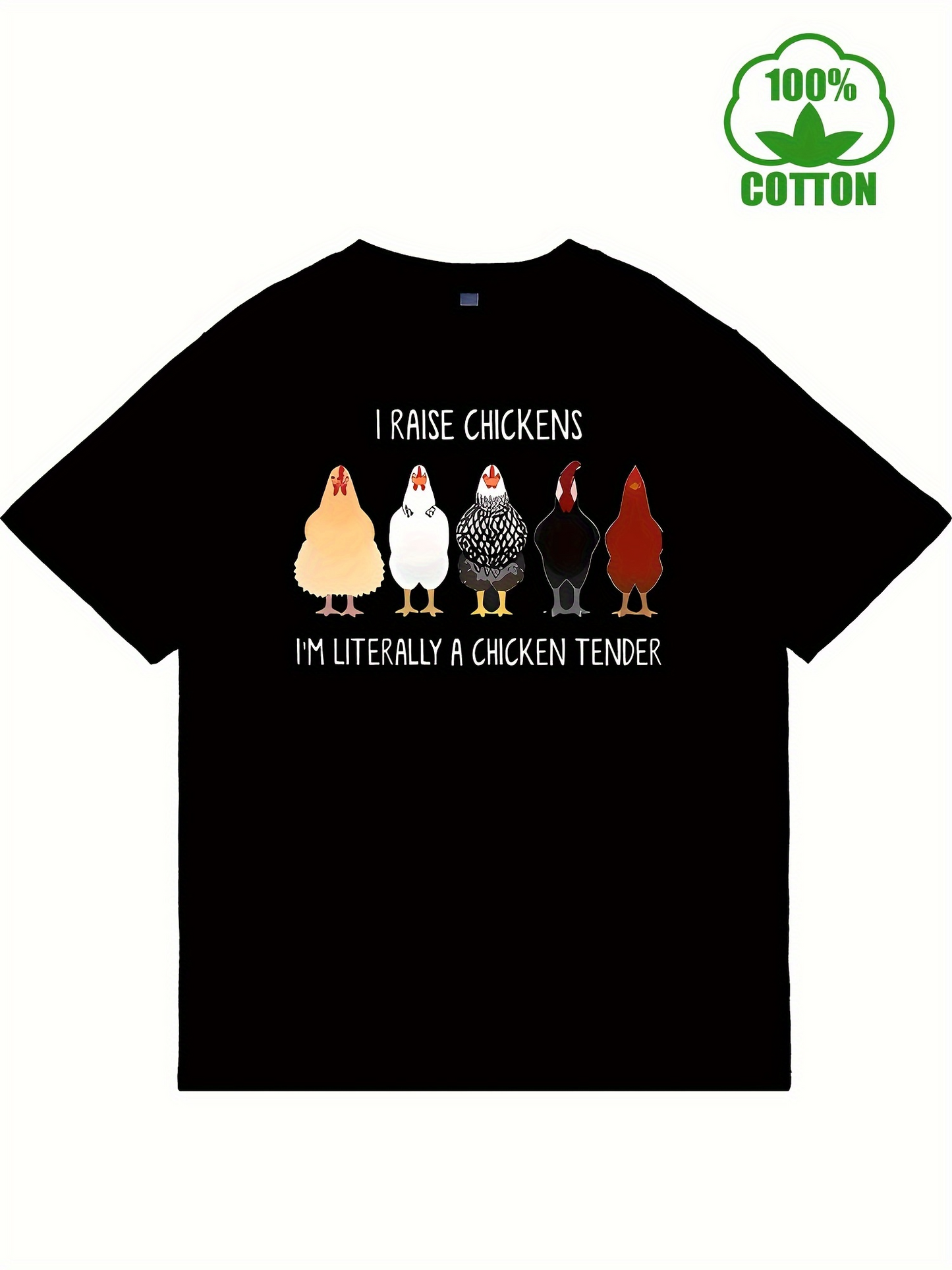Men's Graphic T-Shirt I Raise Chickens Cartoon Flock With Colorful Standing Hens Chicken