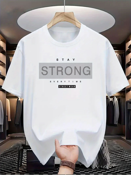 Men's Graphic T-Shirt Stay Strong Bold Lettering With Minimalist Modern Block Design Shirt
