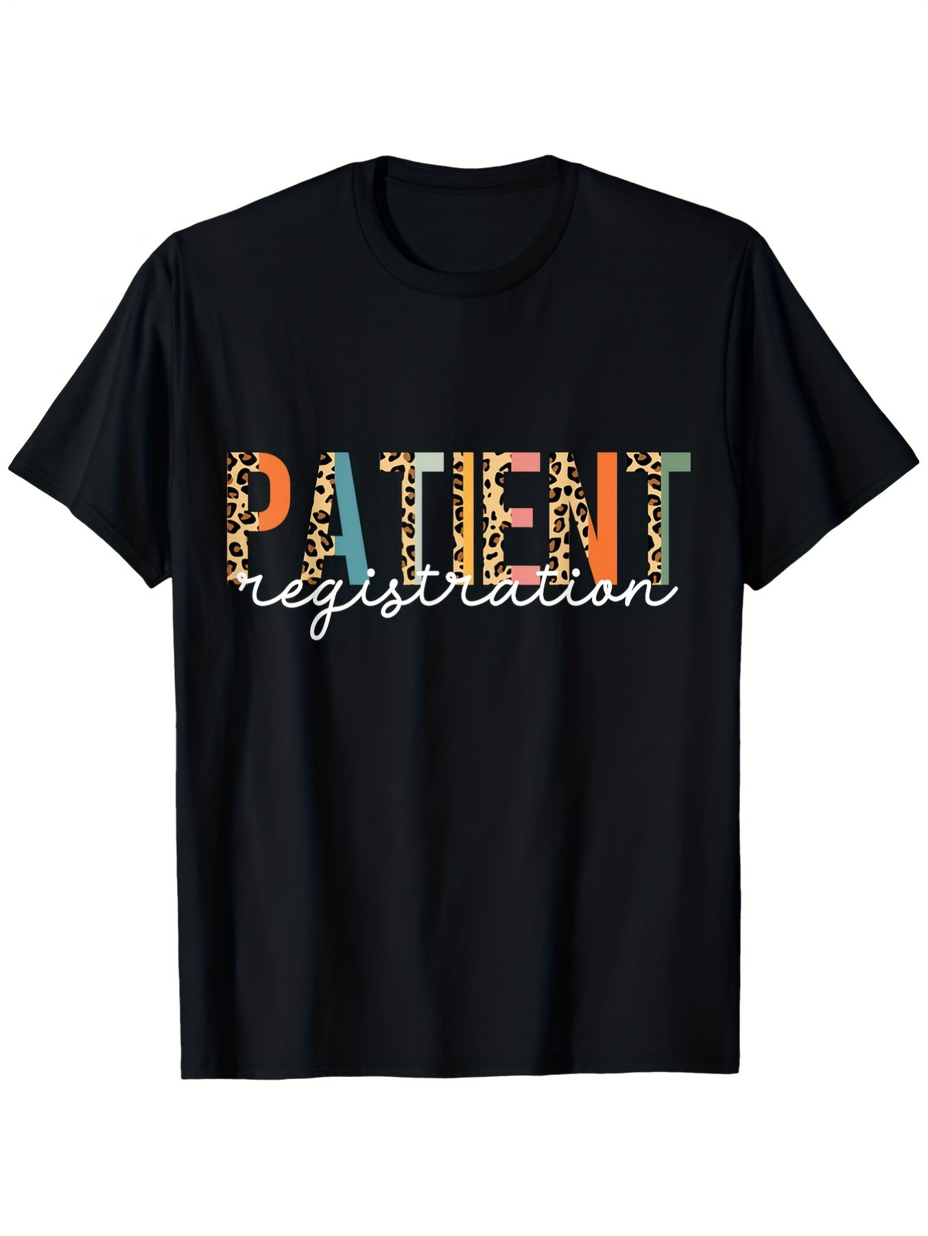 Men's Graphic T-Shirt Patient Registration Bright Abstract Colors Overlapping Lettering T Shirt