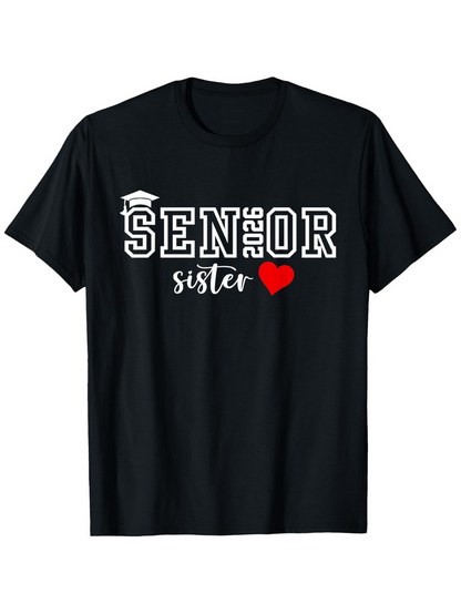 Men's Graphic T-Shirt Senior 2026 Sister With Red Heart And Graduation Cap Graphic Shirt