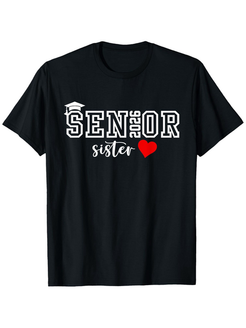 Men's Graphic T-Shirt Senior 2026 Sister With Red Heart And Graduation Cap Graphic Shirt