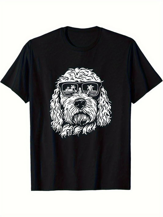 Men's Graphic T-Shirt Retro Style Hand Drawn Dog With Sunglasses