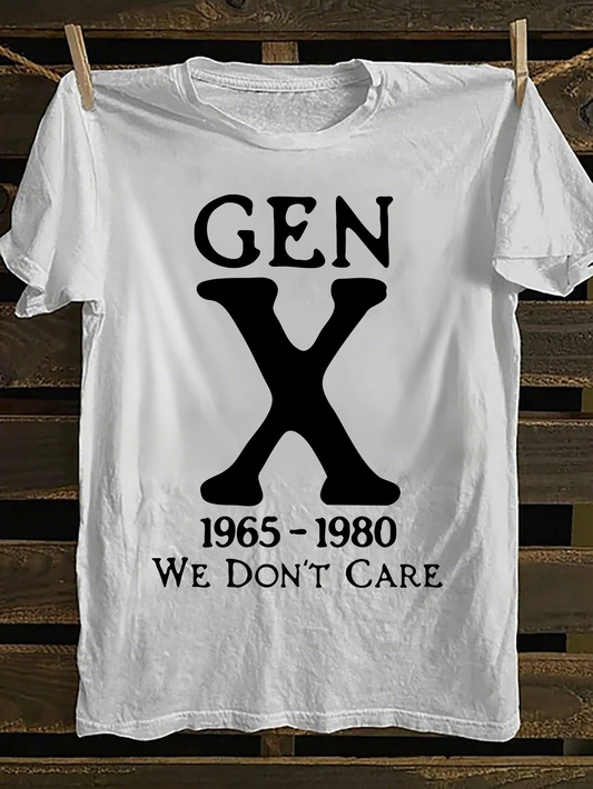 Men's Graphic T-Shirt Gen X Bold Text With Classic Typography On White Shirt