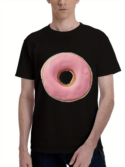 Men's Graphic T-Shirt Glossy Pink Frosting And Shiny Icing On Sweet Donut