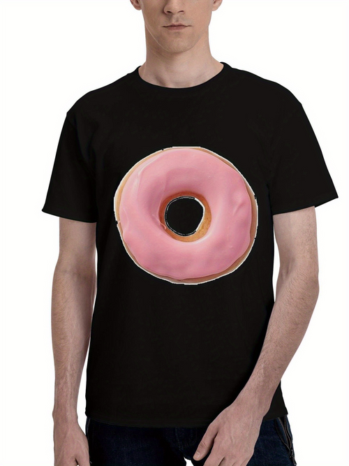 Men's Graphic T-Shirt Glossy Pink Frosting And Shiny Icing On Sweet Donut