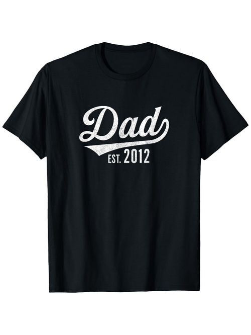 Men's Graphic T-Shirt Dad Est 2012 Classic Script White Print Front T Shirt