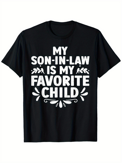 Men's Graphic T-Shirt My Son In Law Is My Favorite Child Surrounded By Playful Decorative White Floral Elements Shirt