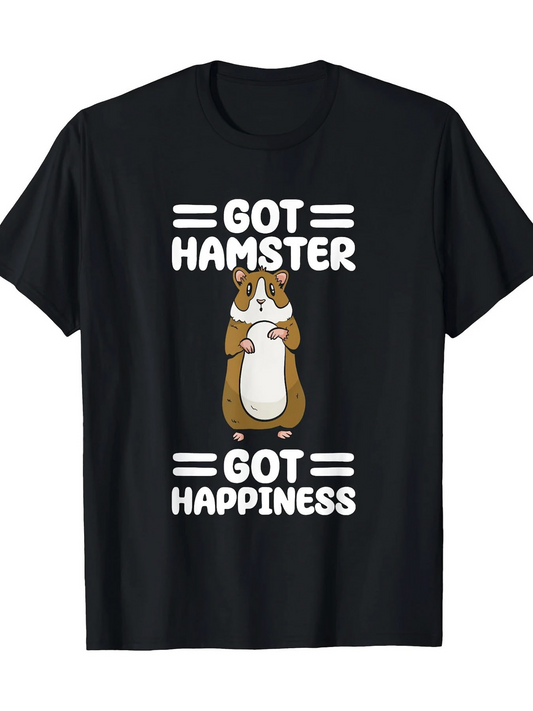 Men's Graphic T-Shirt Got Hamster Got Happiness Adorable Cartoon Pet With Cute Hamster Centerpiece