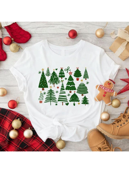 Men's Graphic T-Shirt Whimsical Pine Trees With Baubles Among Holiday Cheer Tree