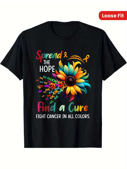 Men's Graphic T-Shirt Spread The Hope Bright Petals With Awareness Ribbons Daisy Flower
