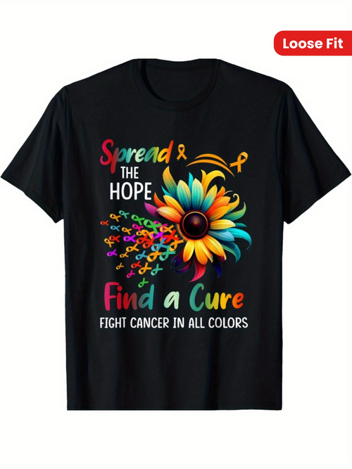 Men's Graphic T-Shirt Spread The Hope Bright Petals With Awareness Ribbons Daisy Flower