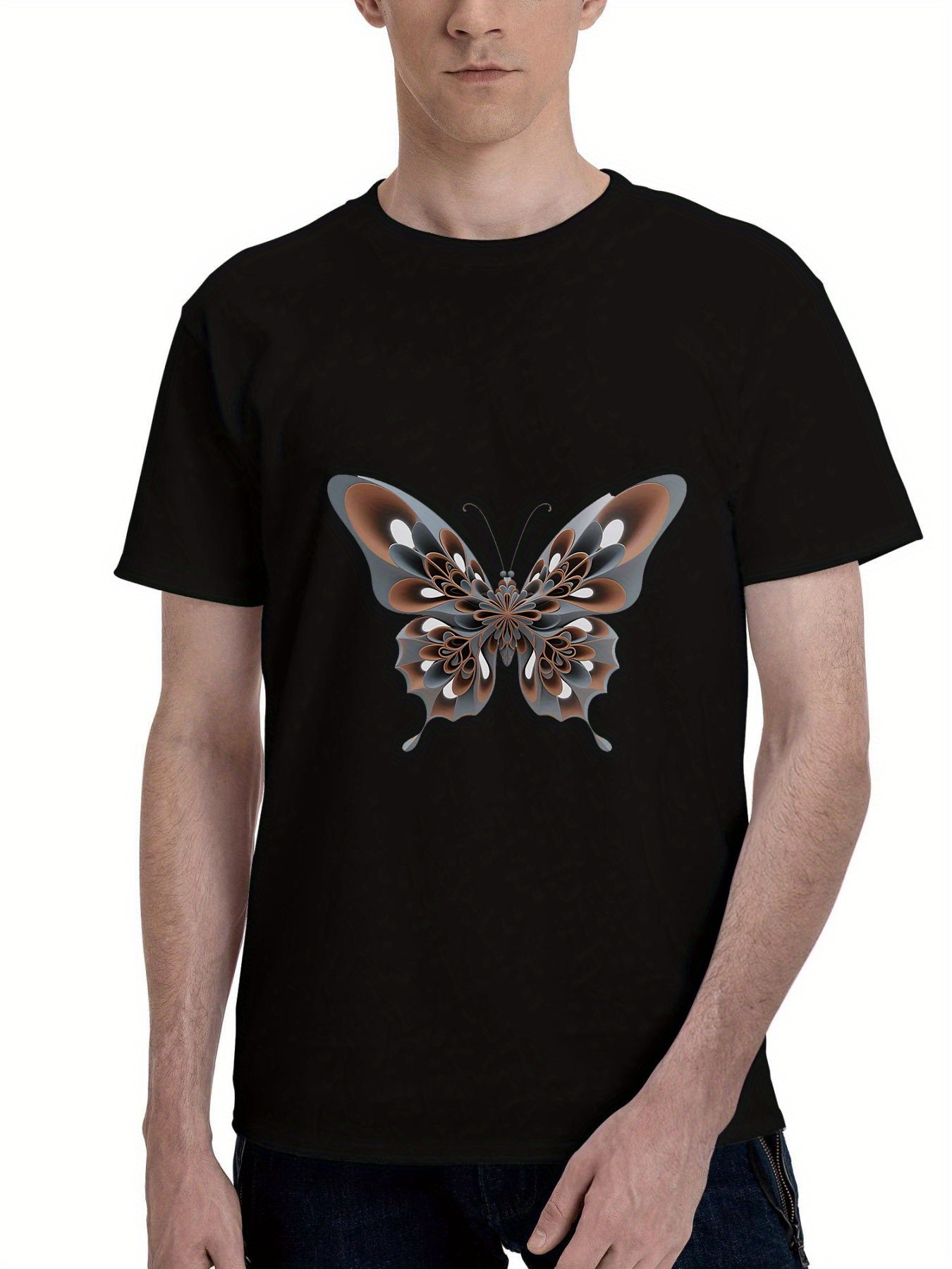 Men's Graphic T-Shirt Gleaming Metallic Wings With Delicate Reflections Butterfly