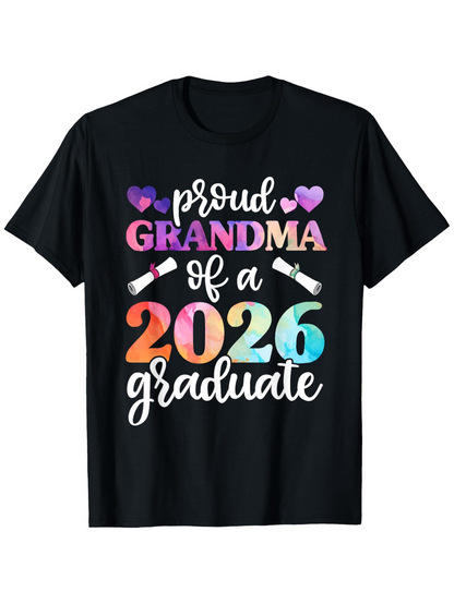 Men's Graphic T-Shirt Proud Grandma Colorful Year With Hearts And Graduation Scrolls Graduate