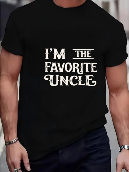 Men's Graphic T-Shirt Im The Favorite Uncle Playful Classic Statement Text T Shirt