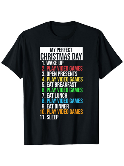 Men's Graphic T-Shirt My Perfect Christmas Day Colorful Playful List On Black T Shirt