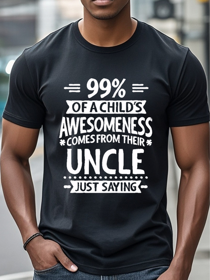 Men's Graphic T-Shirt Ninety Nine Percent Child Awesomeness Quote Bold Lettering Black Shirt