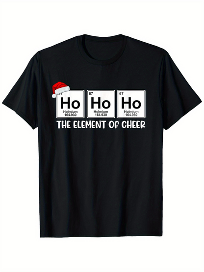 Men's Graphic T-Shirt The Element Of Cheer Santa Hat Christmas Holiday Ho Ho Ho T Shirt