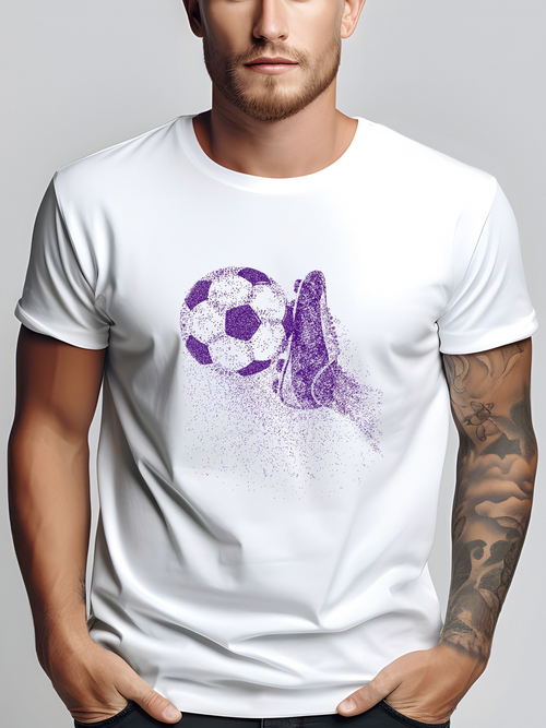 Men's Graphic T-Shirt Dynamic Motion Effect Soccer Ball With Kicking Shoe