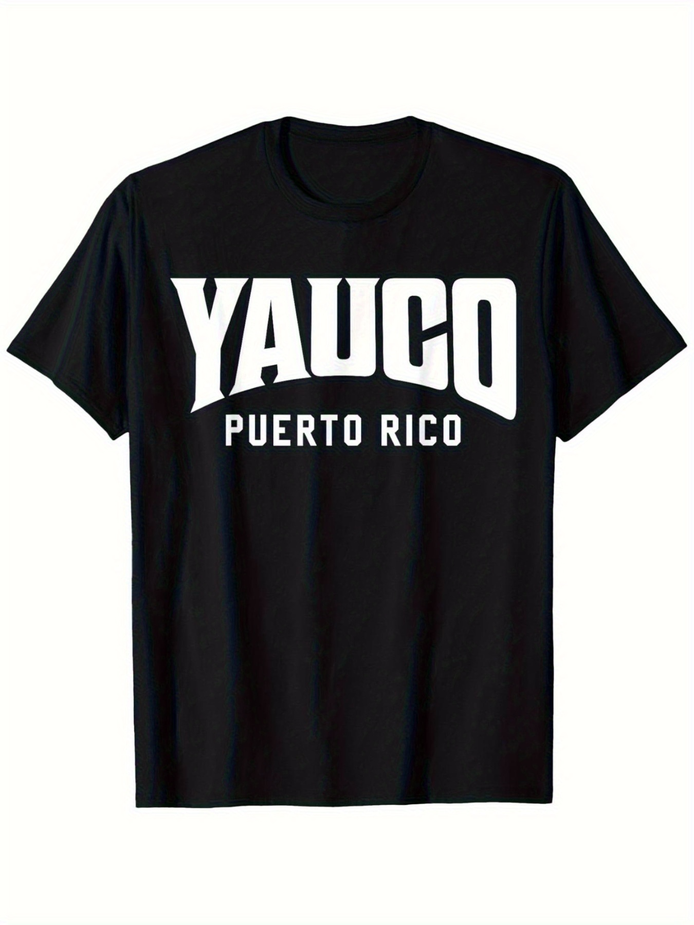 Men's Graphic T-Shirt Yauco Puerto Rico Bold Letters On Simple Black Shirt