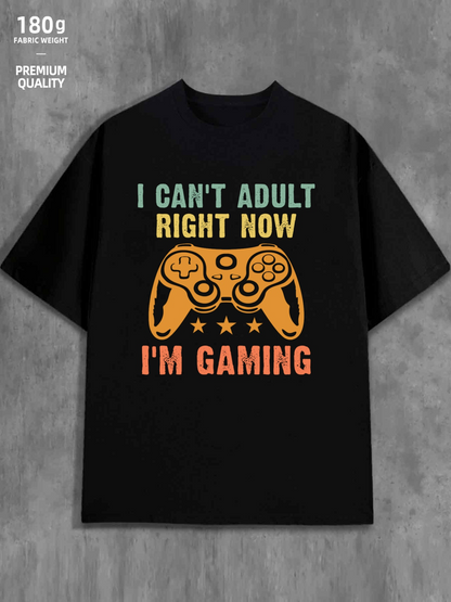 Men's Graphic T-Shirt I Cant Adult Right Now Retro Style With Yellow Gamepad Controller