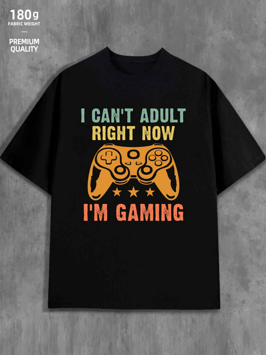Men's Graphic T-Shirt I Cant Adult Right Now Retro Style With Yellow Gamepad Controller