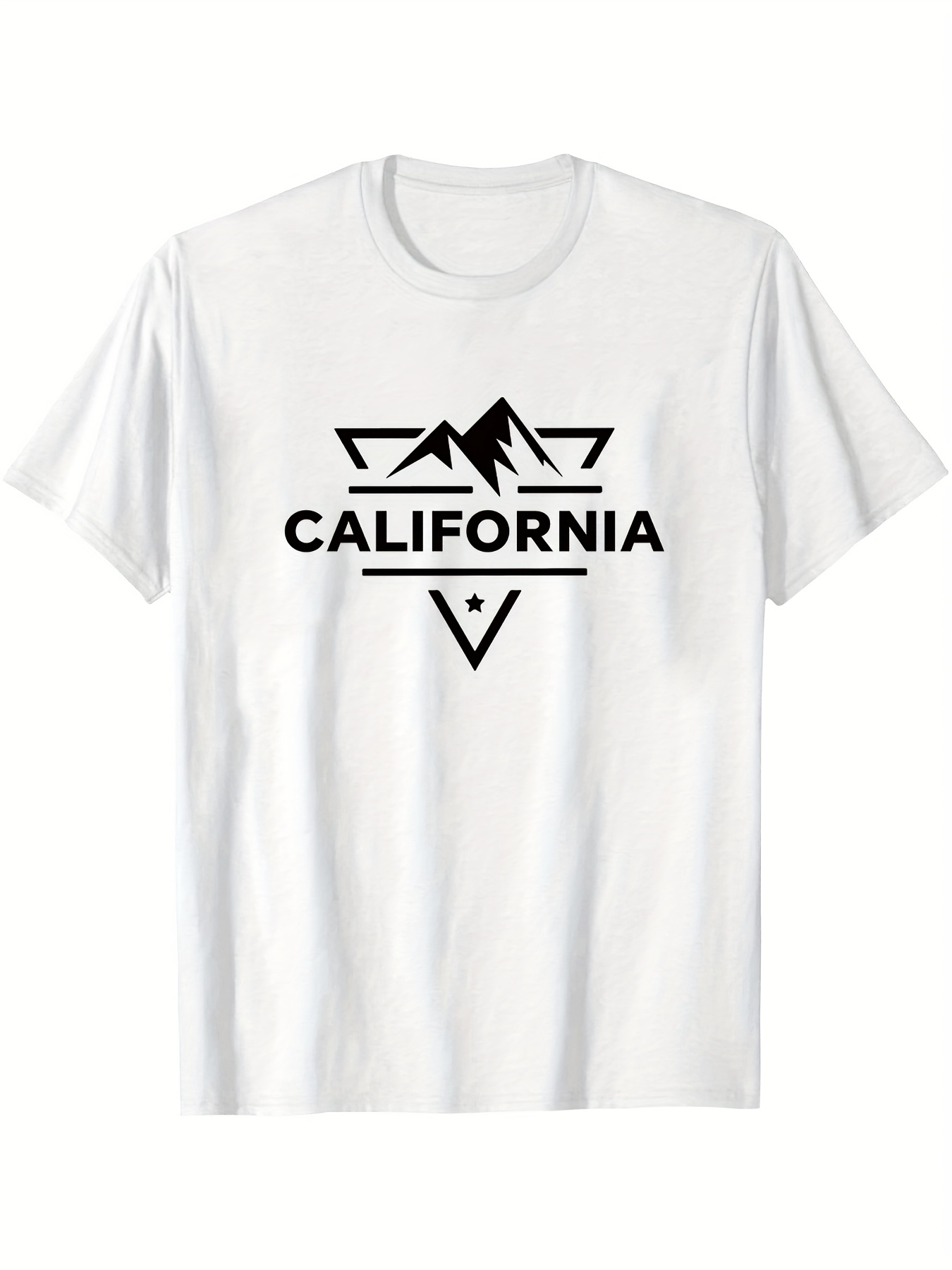 Men's Graphic T-Shirt California Iconic Landscape With Geometric Shapes Bold Central Lettering T Shirt