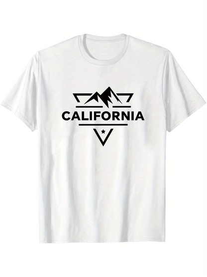 Men's Graphic T-Shirt California Iconic Landscape With Geometric Shapes Bold Central Lettering T Shirt