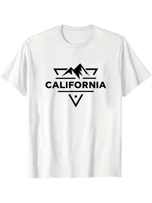 Men's Graphic T-Shirt California Iconic Landscape With Geometric Shapes Bold Central Lettering T Shirt