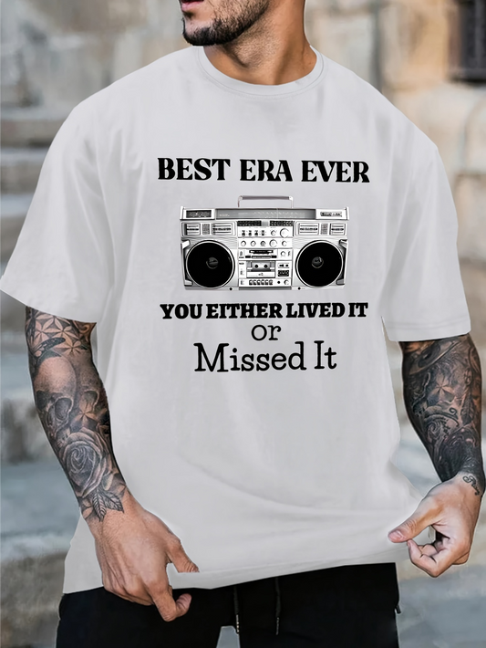 Men's Graphic T-Shirt Best Era Ever Retro Boombox Among Vintage Statement Words Boombox
