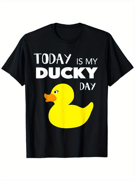 Men's Graphic T-Shirt Today Is My Ducky Day With Bright Yellow Cartoon Duck