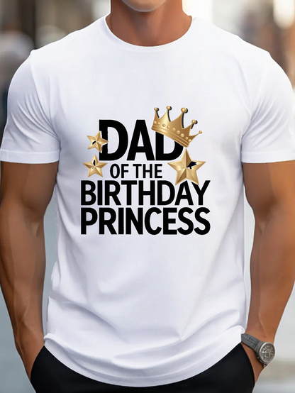 Men's Graphic T-Shirt Golden Crown And Shining Stars Celebrating Birthday Princess Dad