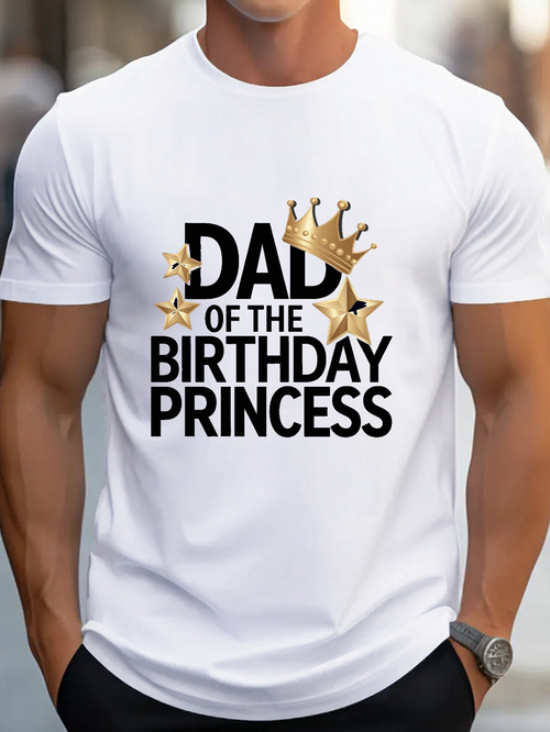 Men's Graphic T-Shirt Golden Crown And Shining Stars Celebrating Birthday Princess Dad