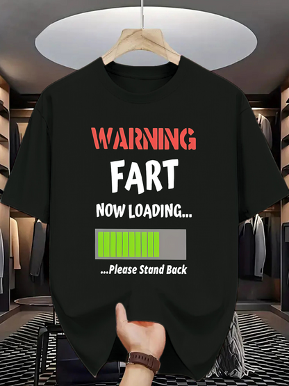 Men's Graphic T-Shirt Warning Fart Now Loading Please Stand Back Digital Progress Bar T Shirt