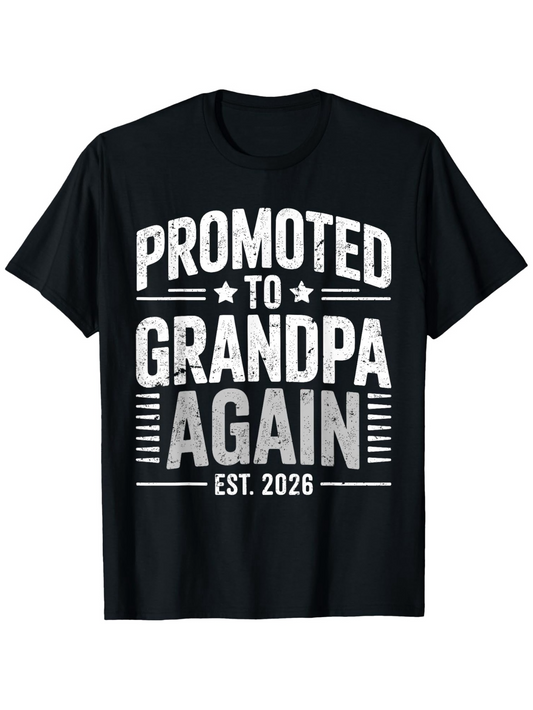 Men's Graphic T-Shirt Promoted To Grandpa Again Bold Text With Stars And Lines T Shirt
