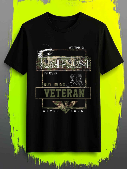 Men's Graphic T-Shirt Uniform Is Over But Being Veteran Never Ends Military Emblem