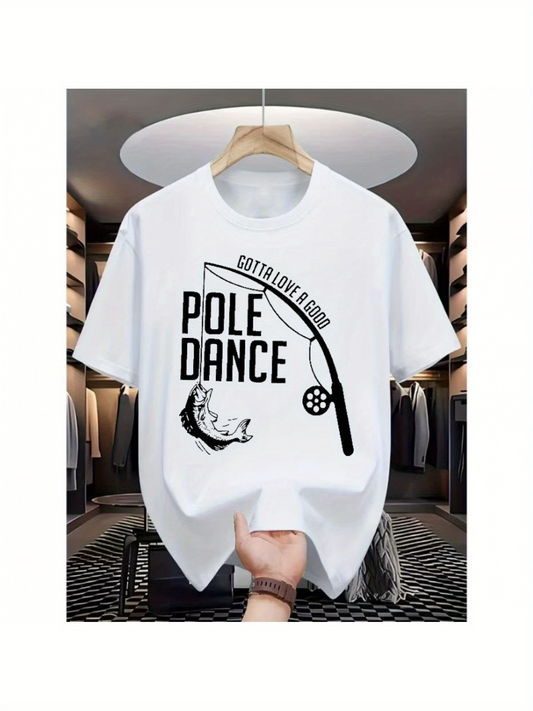 Men's Graphic T-Shirt Catch Love And Fun With Fish And Fishing Rod Pole Dance