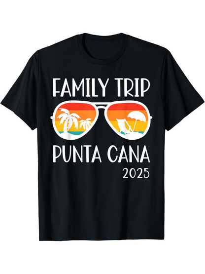 Men's Graphic T-Shirt Family Trip With Palm Trees Sunset Sunglasses Punta Cana