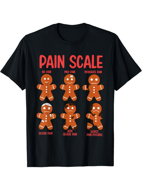 Men's Graphic T-Shirt Pain Scale With Broken Limbs Gingerbread Cookie Figures