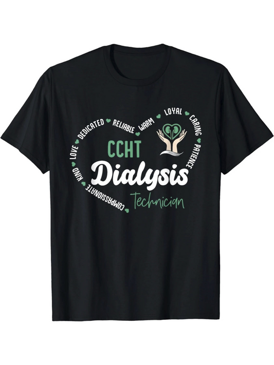 Men's Graphic T-Shirt CCHT Dialysis Technician Surrounded By Inspirational Motivational Words Heart And Hands