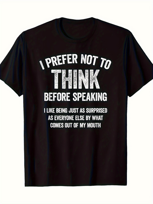 Men's Graphic T-Shirt Funny Quote About Surprising Reactions Appearing On A Basic Black T Shirt