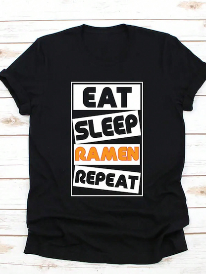 Men's Graphic T-Shirt Eat Sleep Ramen Repeat Bold Lettered Food Statement T Shirt