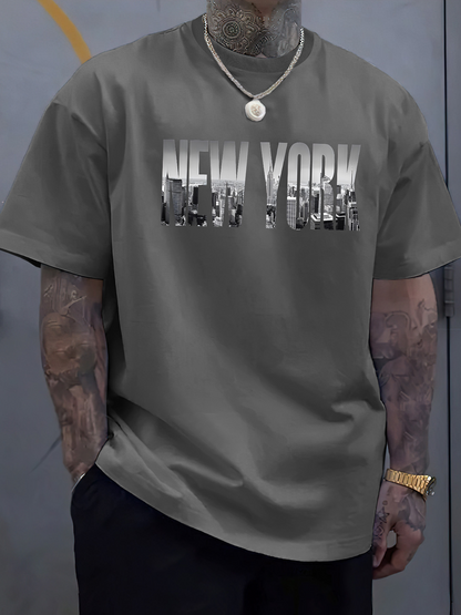 Men's Graphic T-Shirt New York Urban Skyline Reflected On City Architecture T Shirt