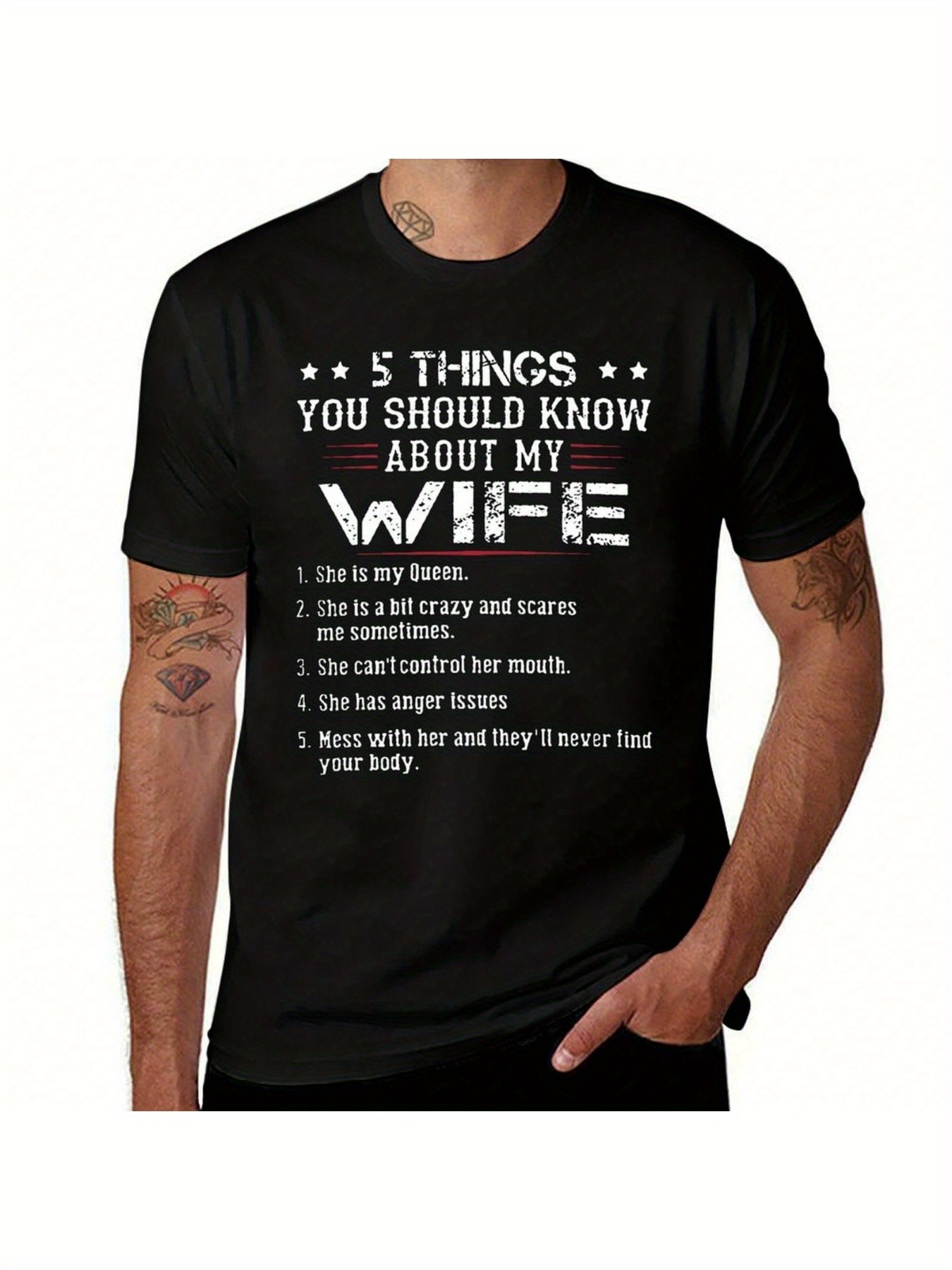 Men's Graphic T-Shirt Five Things You Should Know Bold White Letters On Black T Shirt