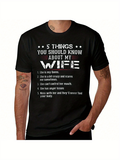 Men's Graphic T-Shirt Five Things You Should Know Bold White Letters On Black T Shirt