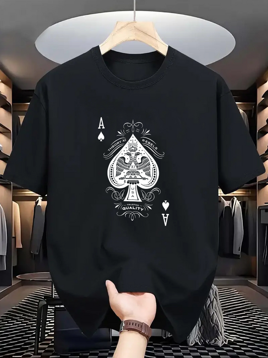 Men's Graphic T-Shirt Elegant Filigree Card With Spade And Ornate Playing Symbol