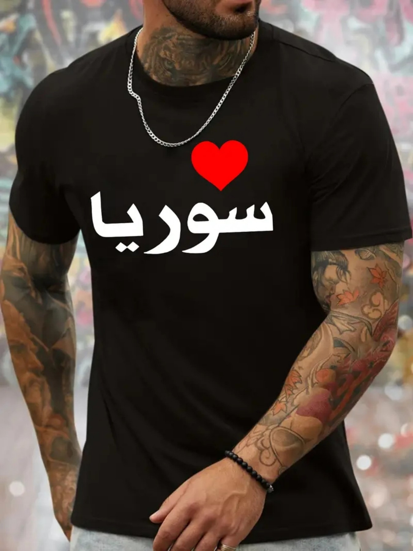 Men's Graphic T-Shirt Red Heart With White Lettering On Classic Cotton T Shirt